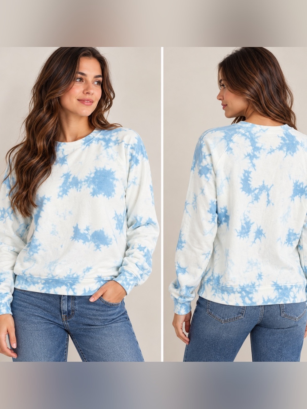 Lucky Brand tie dye sweatshirt blue/white large